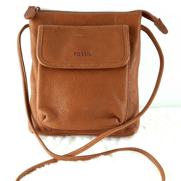 Fossil Handbags - Medium Fossil Brown leather  and Tan Crossbody Bag